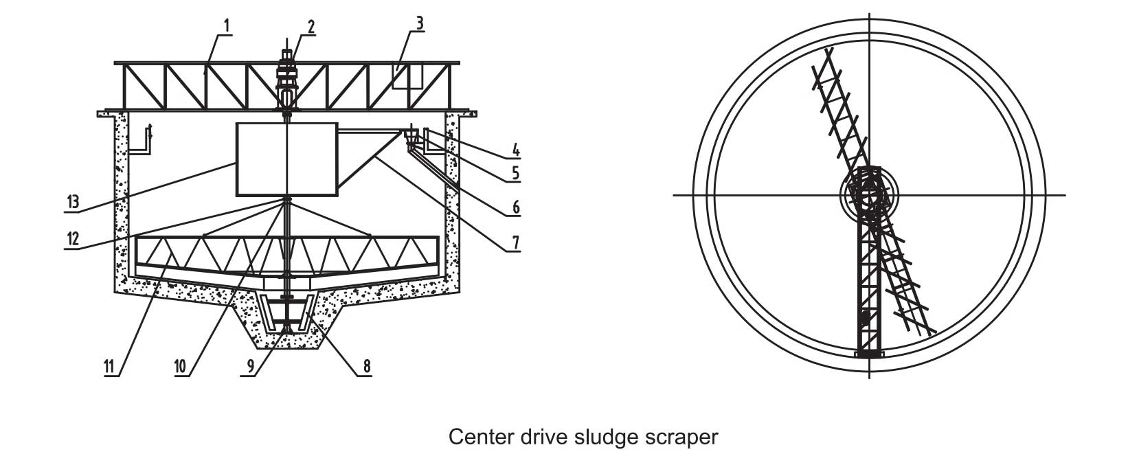 Center-Drive-Sludge-Scraper-Outline-Dimension